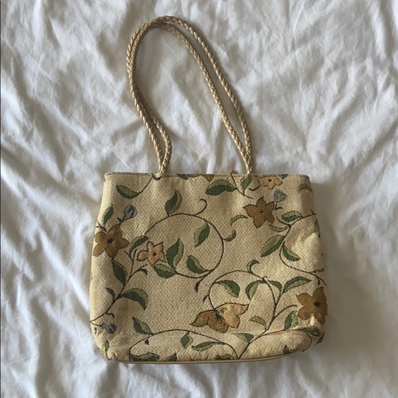 Floral cream purse/handbag - Picture 1 of 1